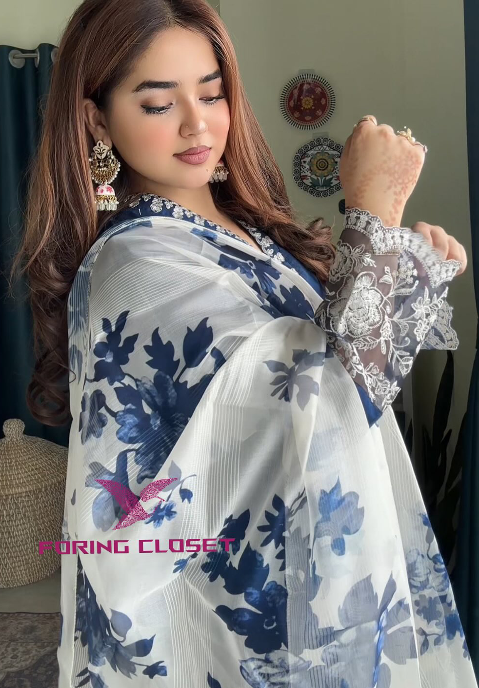 লাক্সারি Blue এলিগেন্স – মাশলিন সফট কটন থ্রিপিস - Image 6