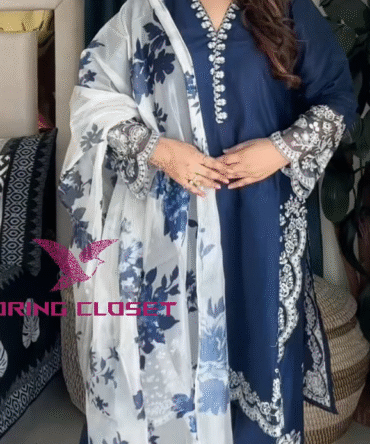 লাক্সারি Blue এলিগেন্স – মাশলিন সফট কটন থ্রিপিস