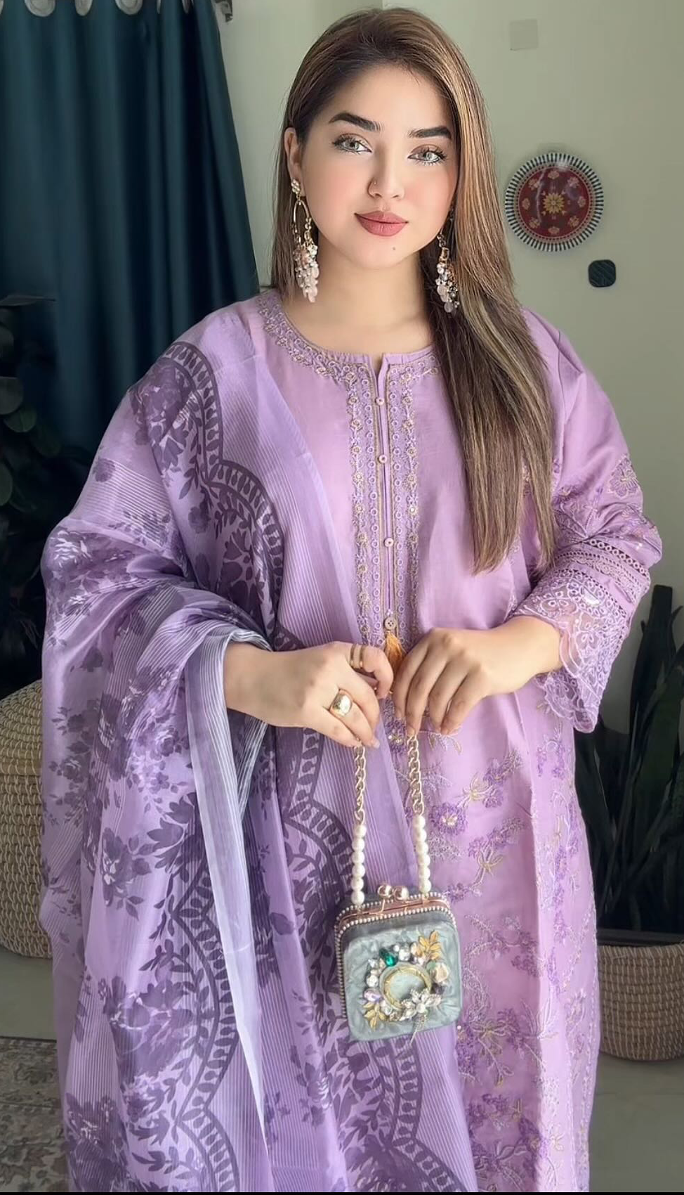 লাক্সারি ল্যাভেন্ডার এলিগেন্স – মাশলিন সফট কটন থ্রিপিস