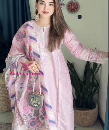 লাক্সারি লাইট পিঙ্ক – মাশলিন সফট কটন থ্রিপিস