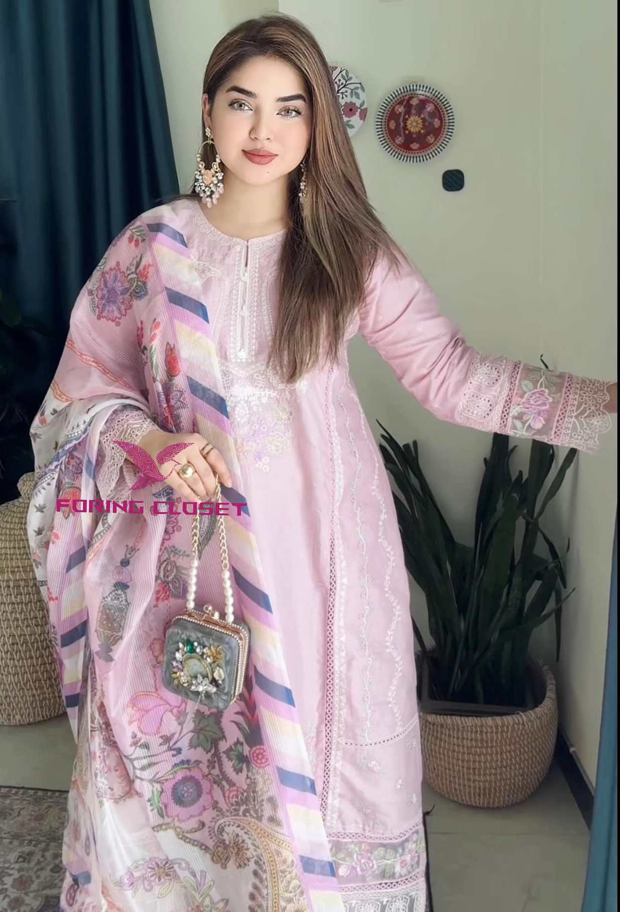 লাক্সারি লাইট পিঙ্ক – মাশলিন সফট কটন থ্রিপিস