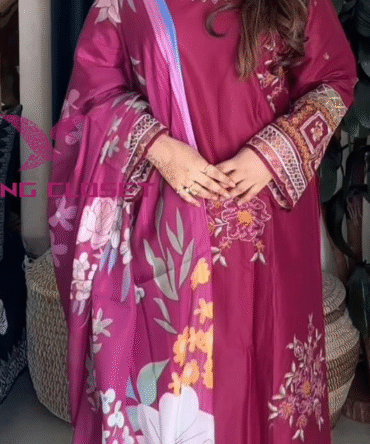 লাক্সারি Purple Dark – মাশলিন সফট কটন থ্রিপিস