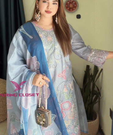 লাক্সারি Sky Blue – মাশলিন সফট কটন থ্রিপিস