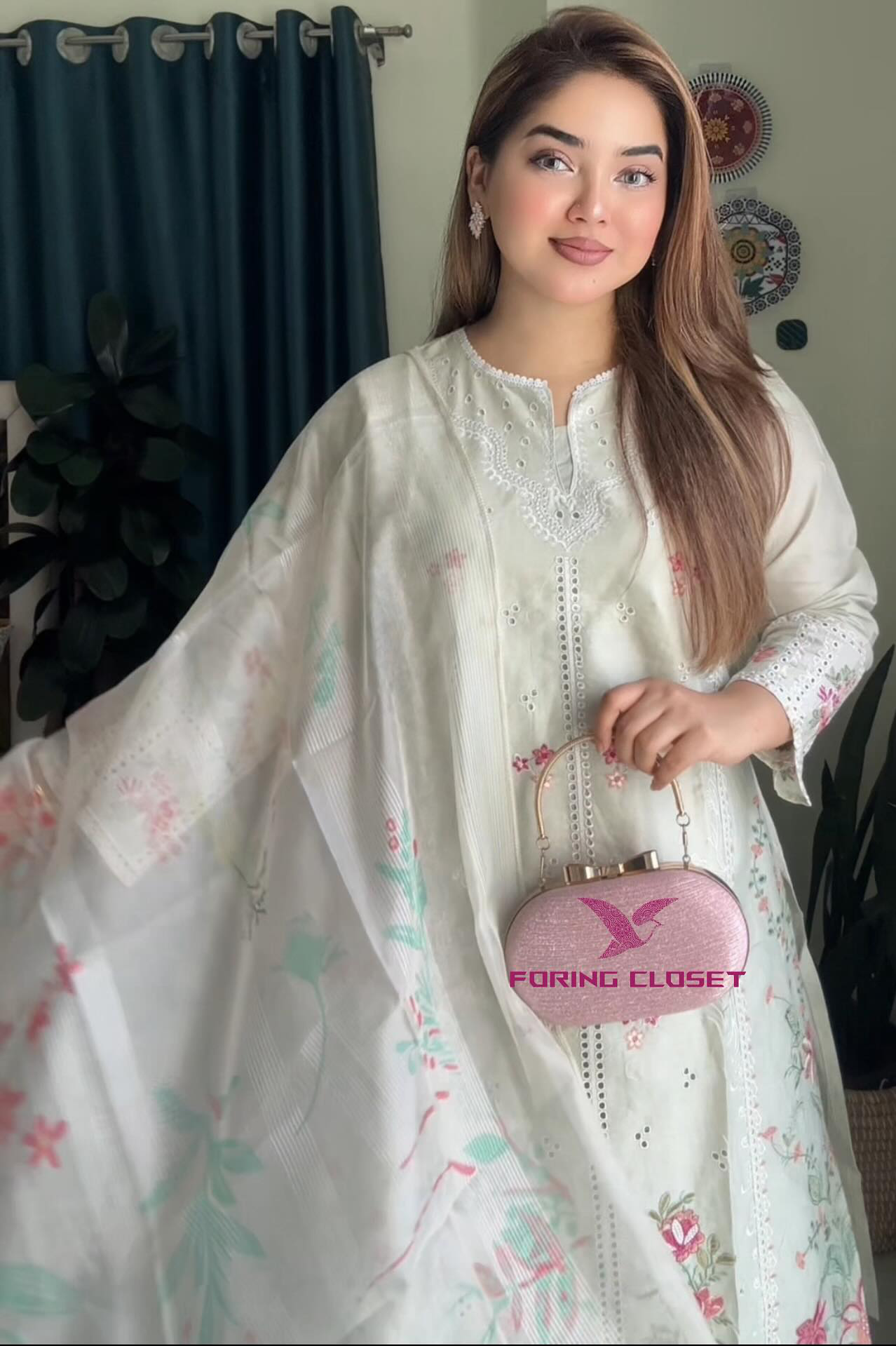 লাক্সারি হোয়াইট-লাইম – মাশলিন সফট কটন থ্রিপিস