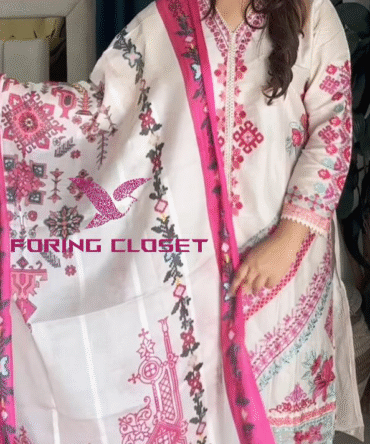 লাক্সারি Pink Villa – মাশলিন সফট কটন থ্রিপিস