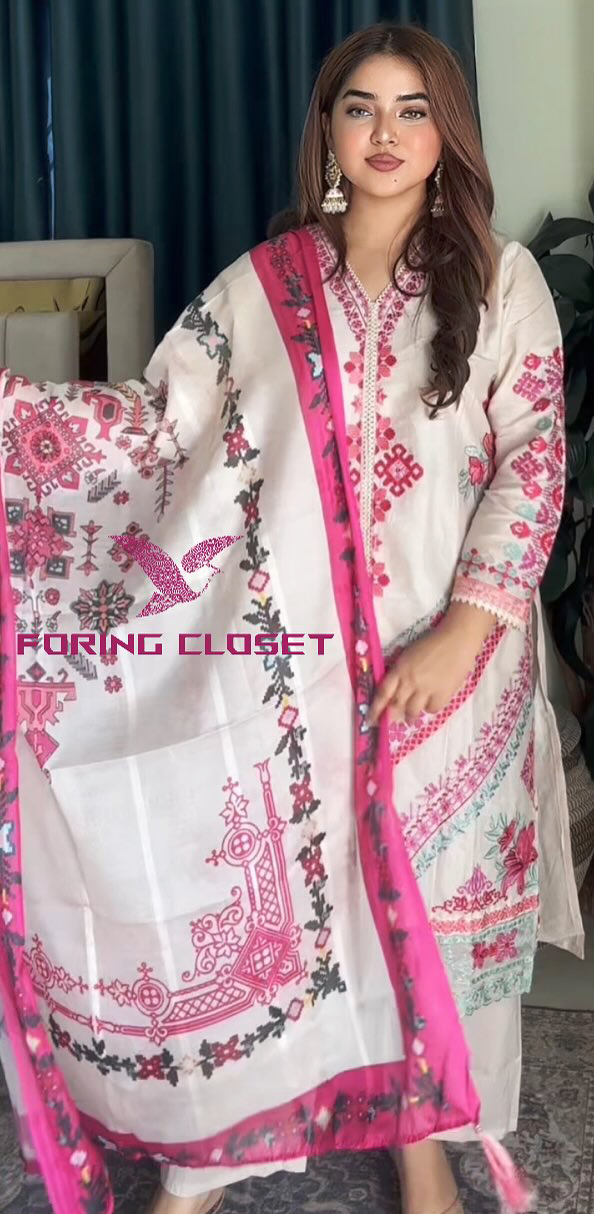 লাক্সারি Pink Villa – মাশলিন সফট কটন থ্রিপিস