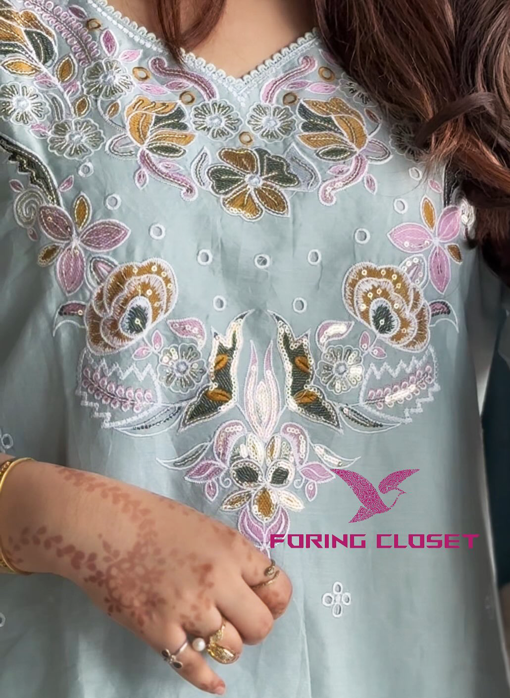 লাক্সারি Sky কালার – মাশলিন সফট কটন থ্রি-পিস - Image 3