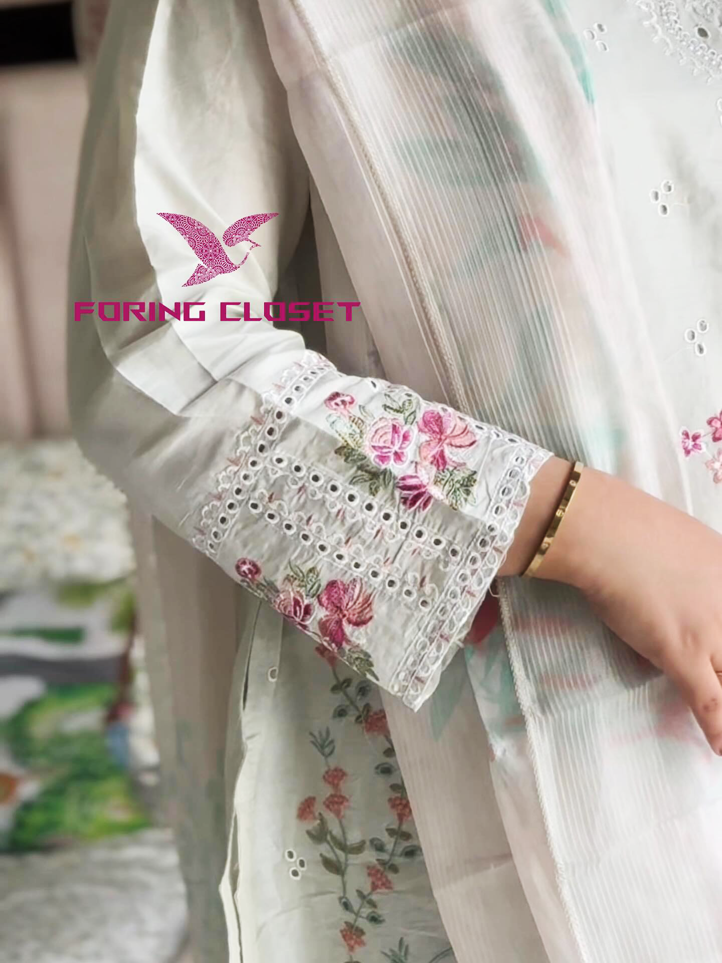 লাক্সারি হোয়াইট-লাইম – মাশলিন সফট কটন থ্রিপিস - Image 4