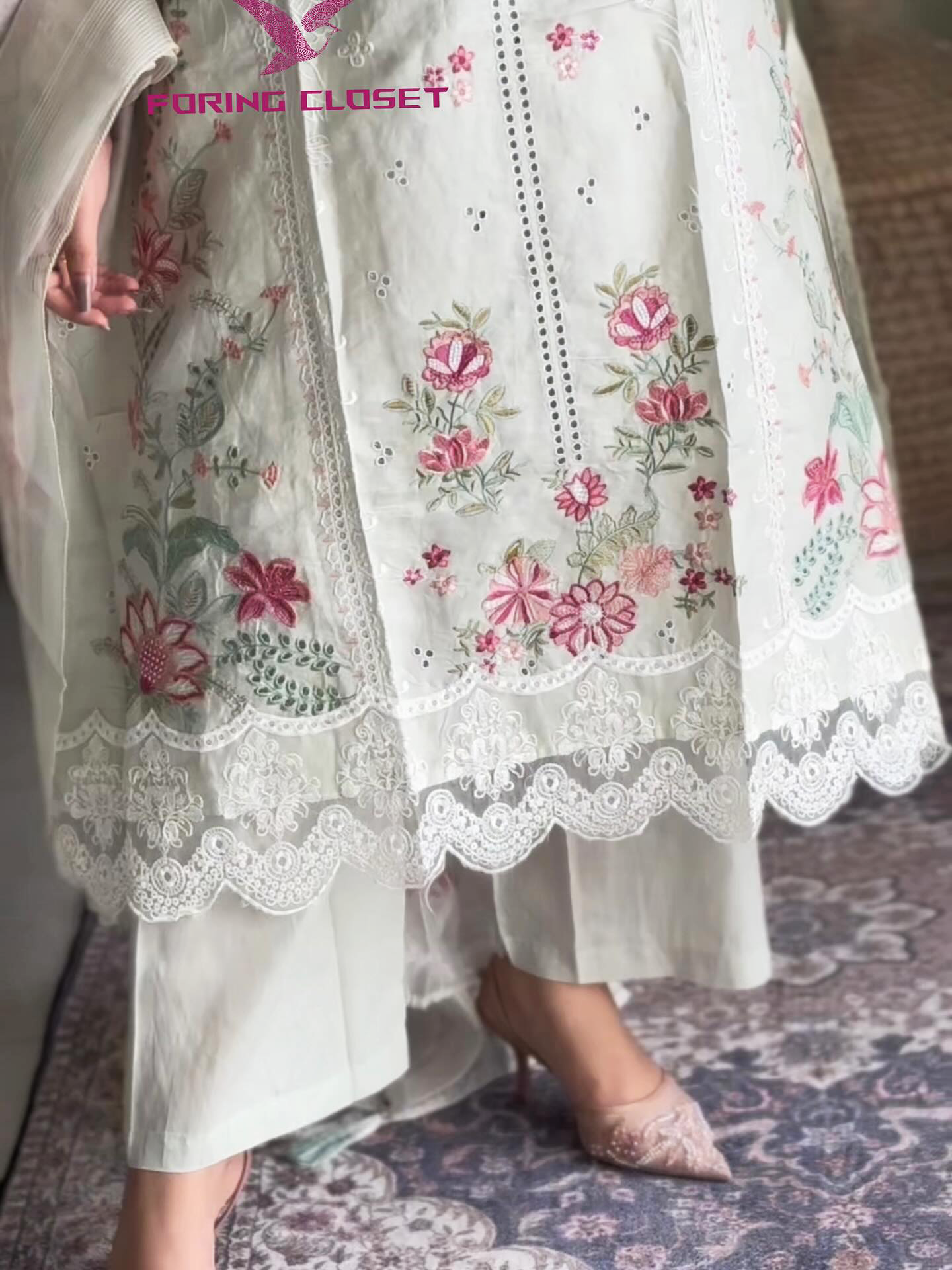 লাক্সারি হোয়াইট-লাইম – মাশলিন সফট কটন থ্রিপিস - Image 5