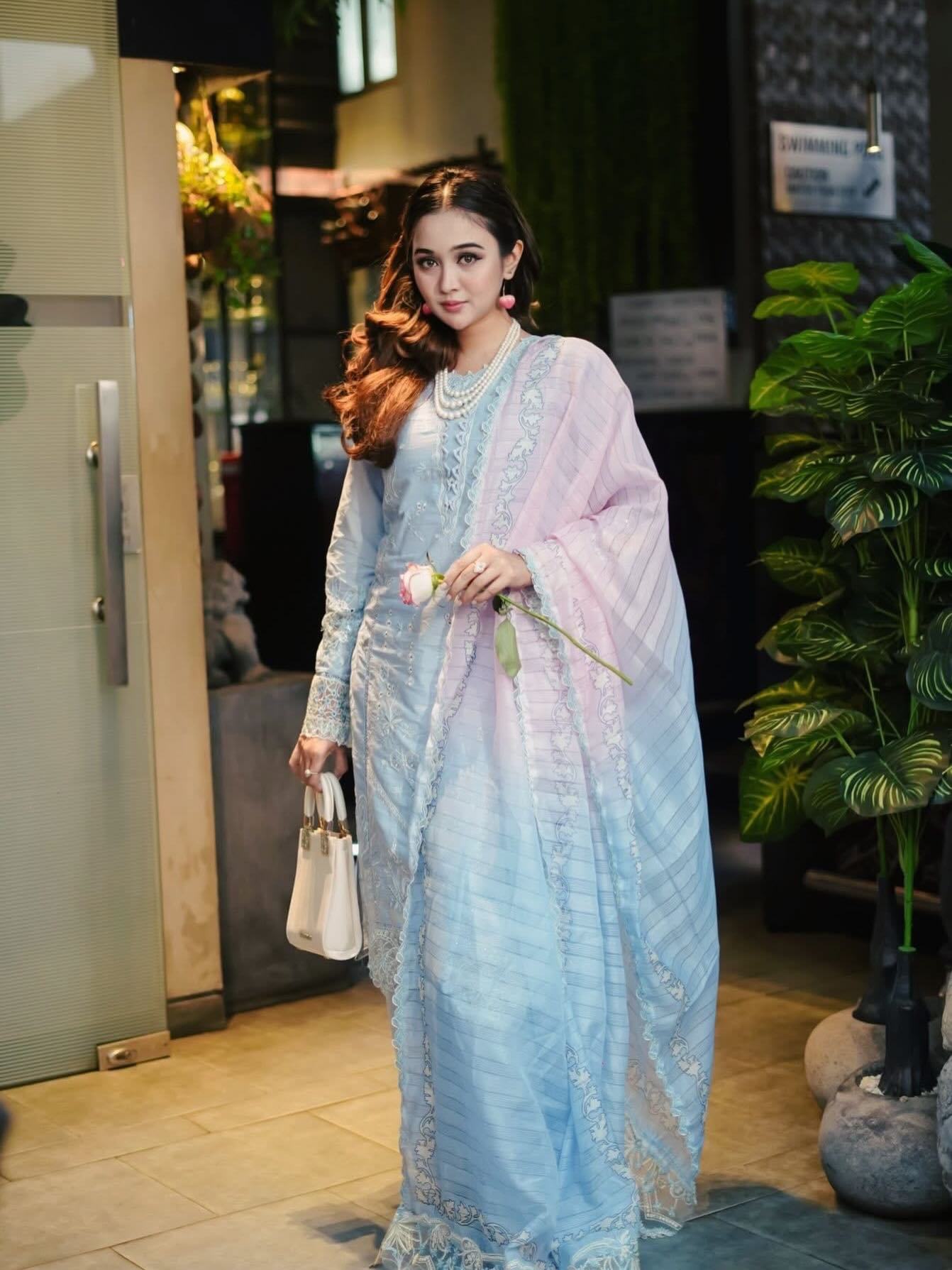 লাক্সারি আকাশী – মাশলিন সফট কটন থ্রিপিস - Image 3