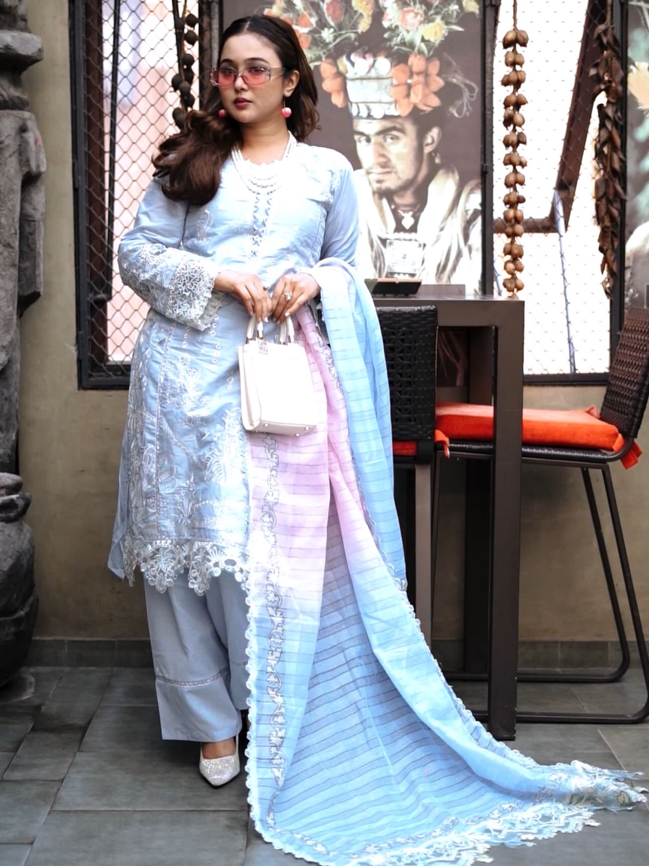 লাক্সারি আকাশী – মাশলিন সফট কটন থ্রিপিস