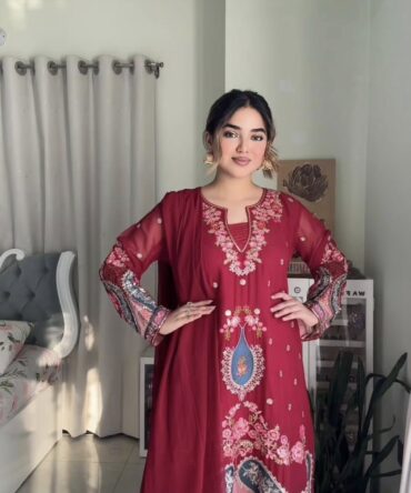 লাক্সারি রেড হোয়াইট – মাশলিন সফট কটন থ্রিপিস