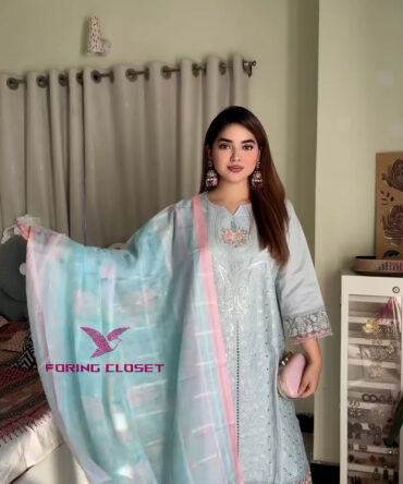 লাক্সারি আসমানি – মাশলিন সফট কটন থ্রিপিস