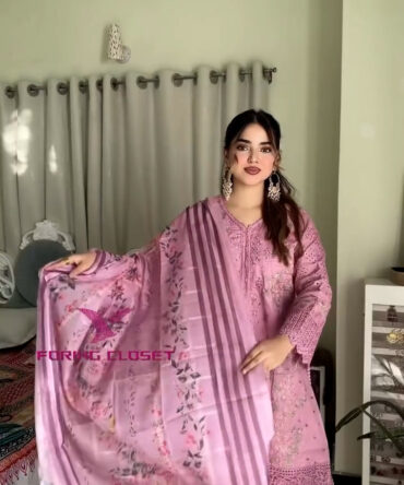 লাক্সারি ভায়োলেট – মাশলিন সফট কটন থ্রিপিস