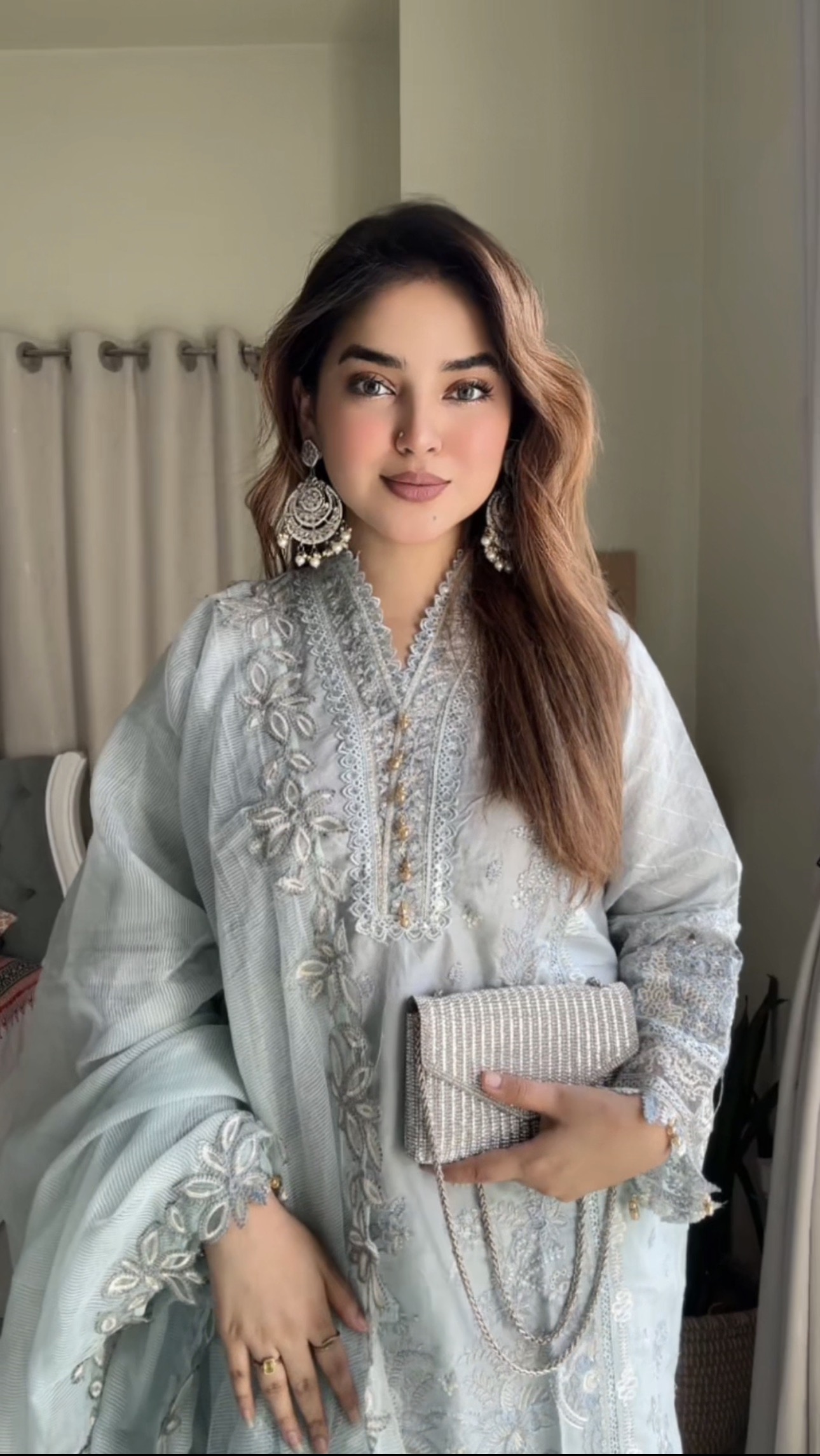 লাক্সারি – লাইট আসমানী সফট কটন থ্রিপিস - Image 7