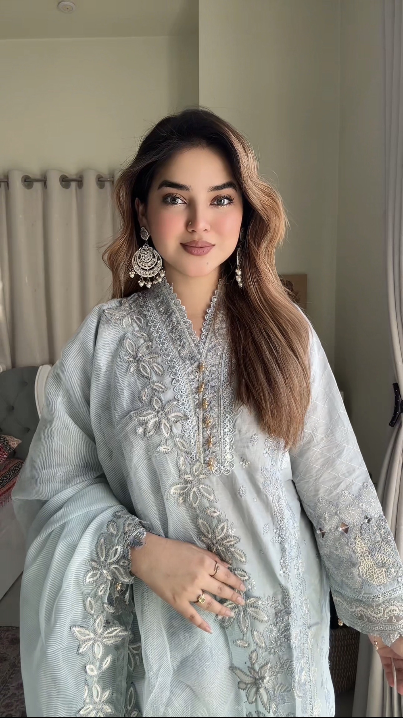 লাক্সারি – লাইট আসমানী সফট কটন থ্রিপিস - Image 6