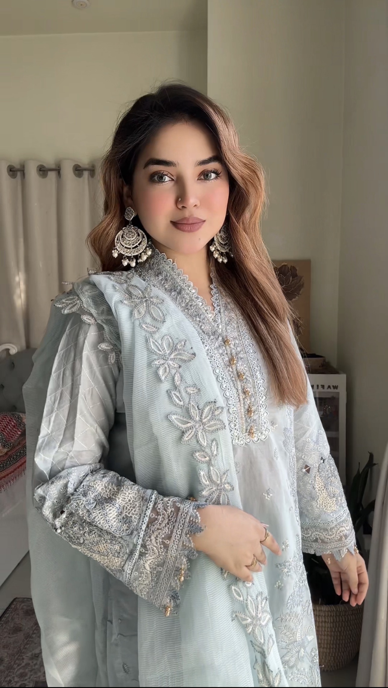 লাক্সারি – লাইট আসমানী সফট কটন থ্রিপিস - Image 9