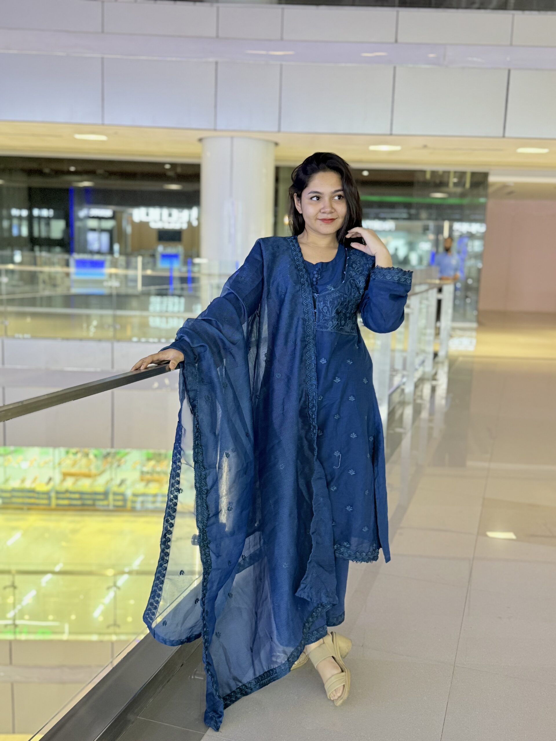 লাক্সারি মুনলিট নেভি – মাশলিন সফট কটন থ্রিপিস - Image 4