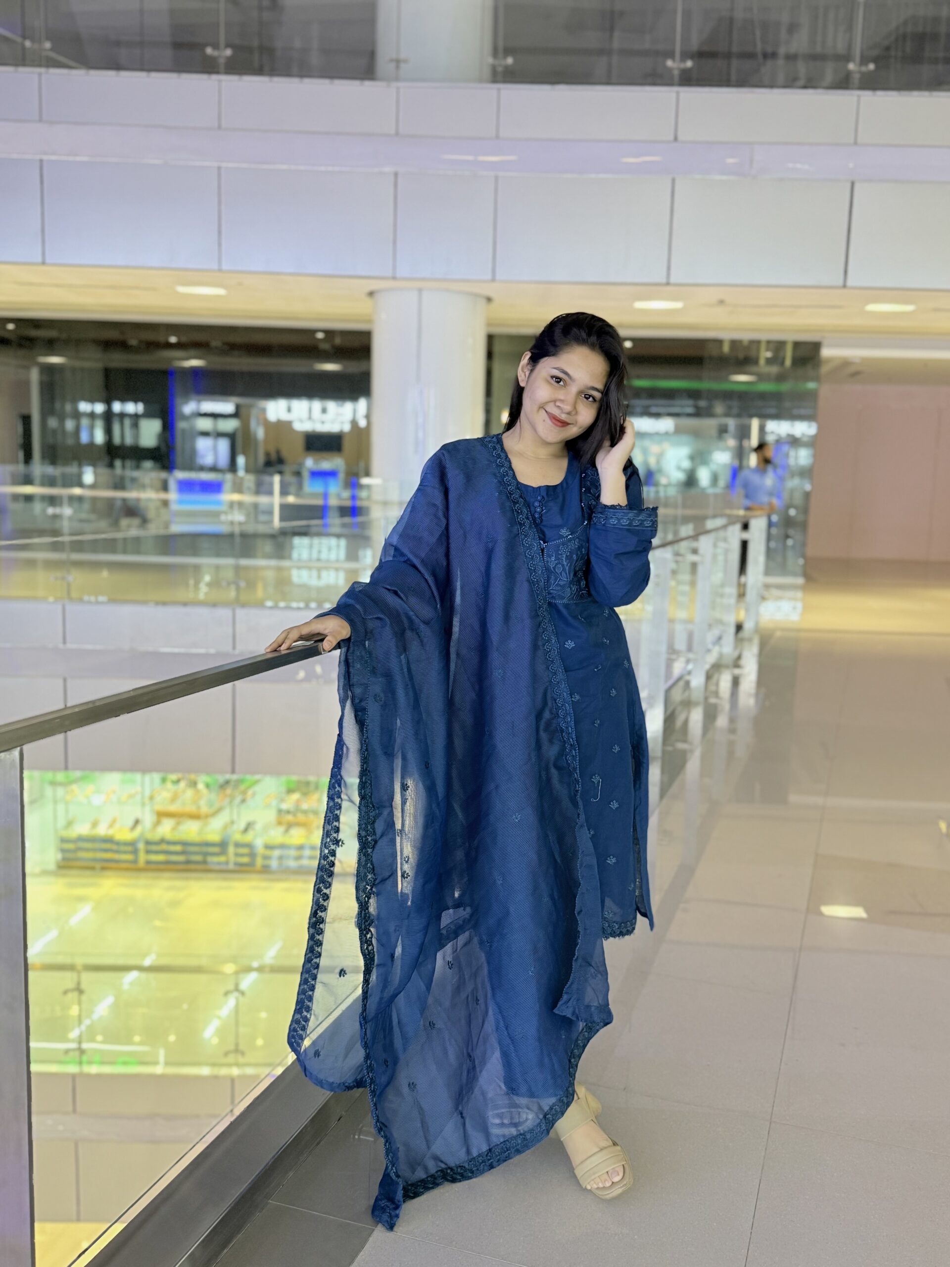 লাক্সারি মুনলিট নেভি – মাশলিন সফট কটন থ্রিপিস - Image 5