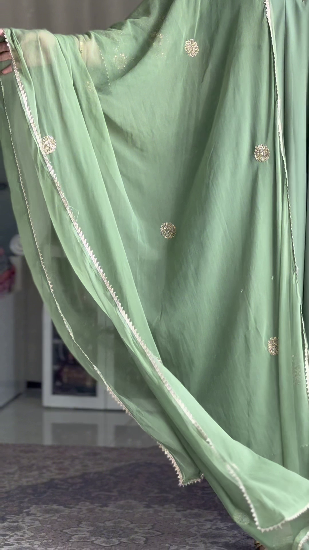 লাক্সারি রয়্যাল মিন্ট – প্রিমিয়াম জর্জেট থ্রিপিস - Image 9