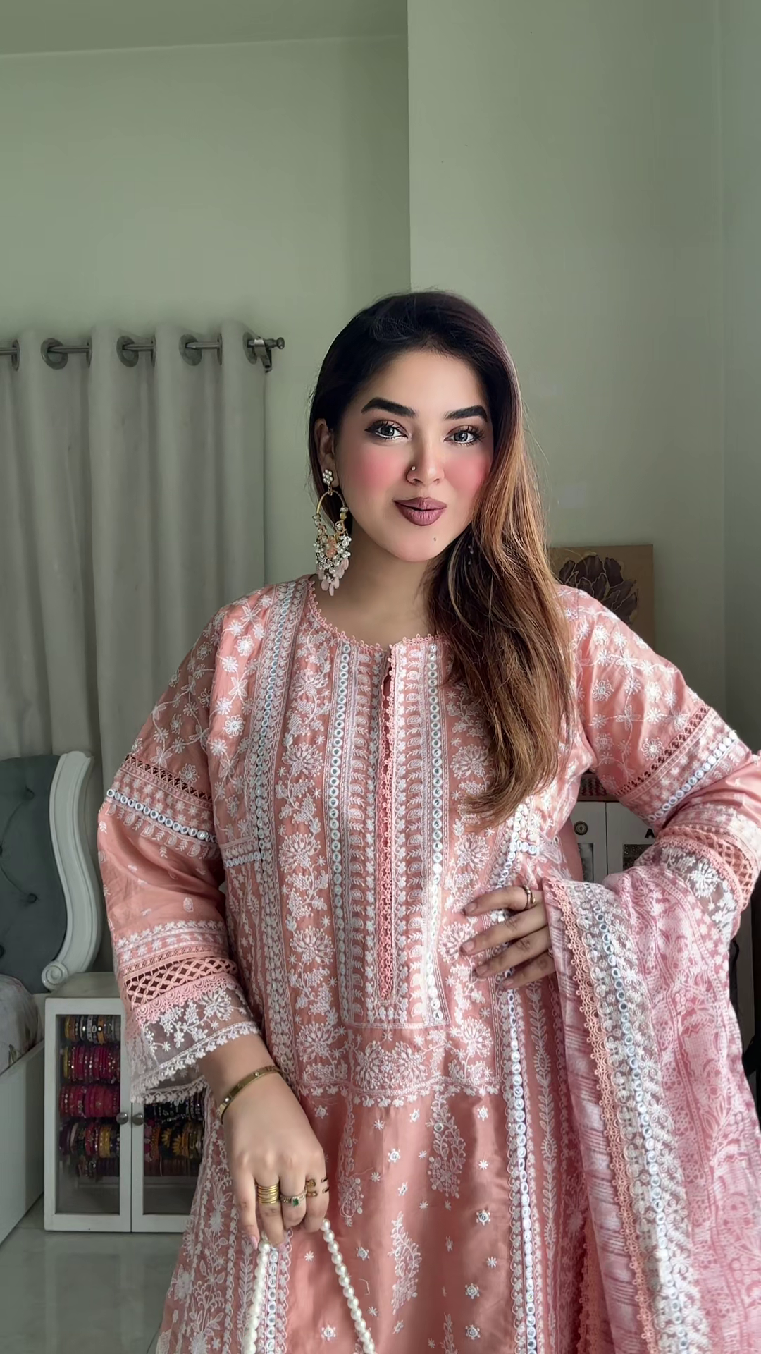 লাক্সারি পিচ পার্ল এলিগ্যান্স – মাশলিন সফট কটন থ্রিপিস - Image 3