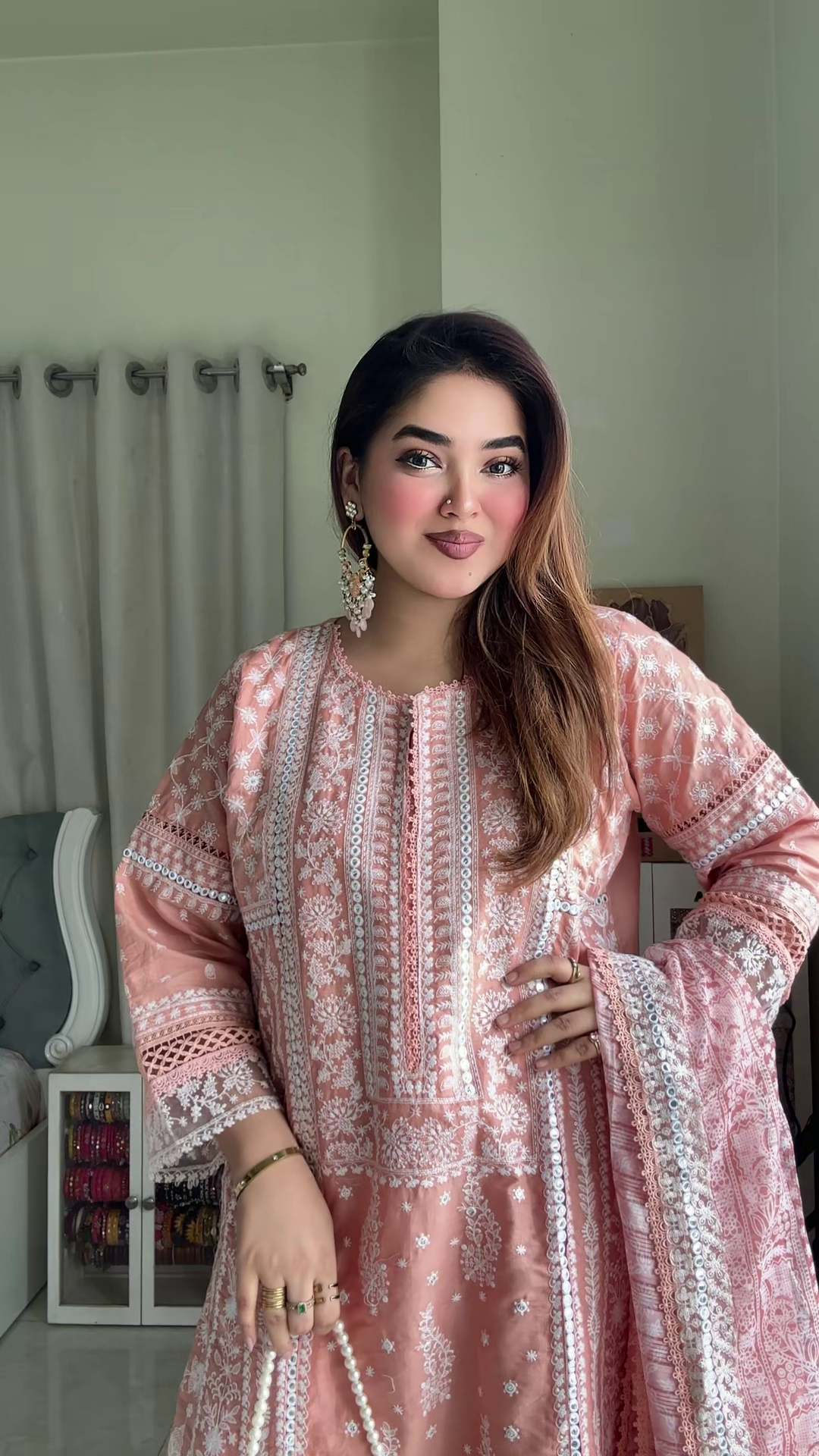 লাক্সারি পিচ পার্ল এলিগ্যান্স – মাশলিন সফট কটন থ্রিপিস - Image 4