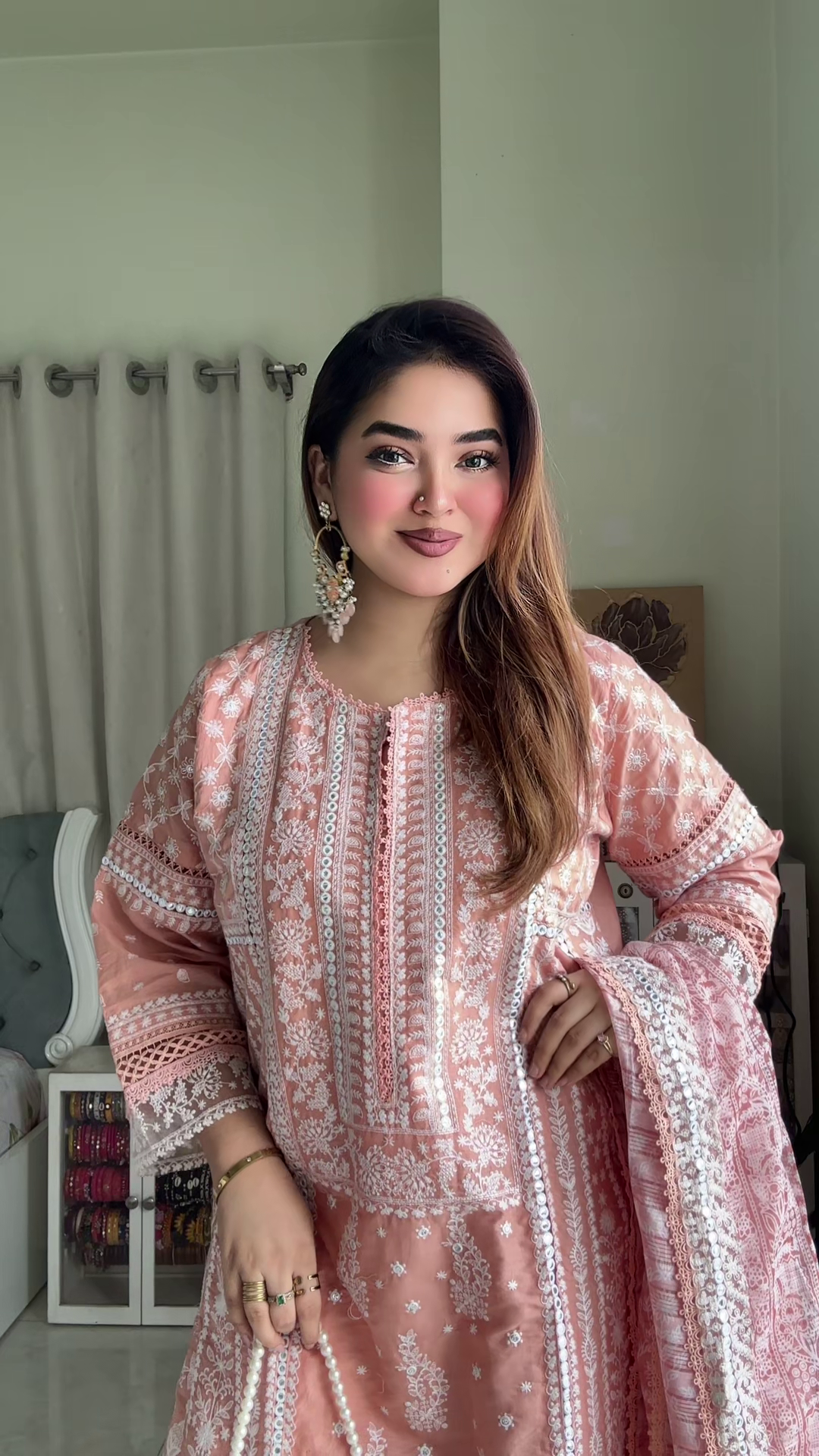 লাক্সারি পিচ পার্ল এলিগ্যান্স – মাশলিন সফট কটন থ্রিপিস - Image 5