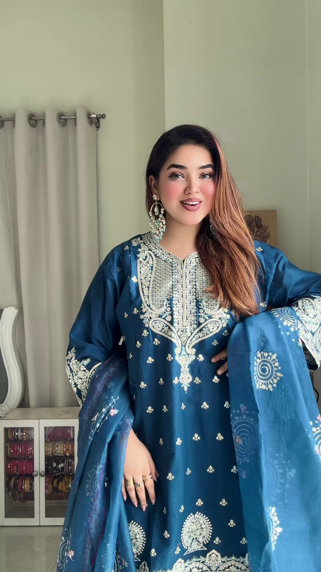 লাক্সারি রয়্যাল ব্লু জারি এলিগ্যান্স – মাশলিন সফট কটন থ্রিপিস - Image 4
