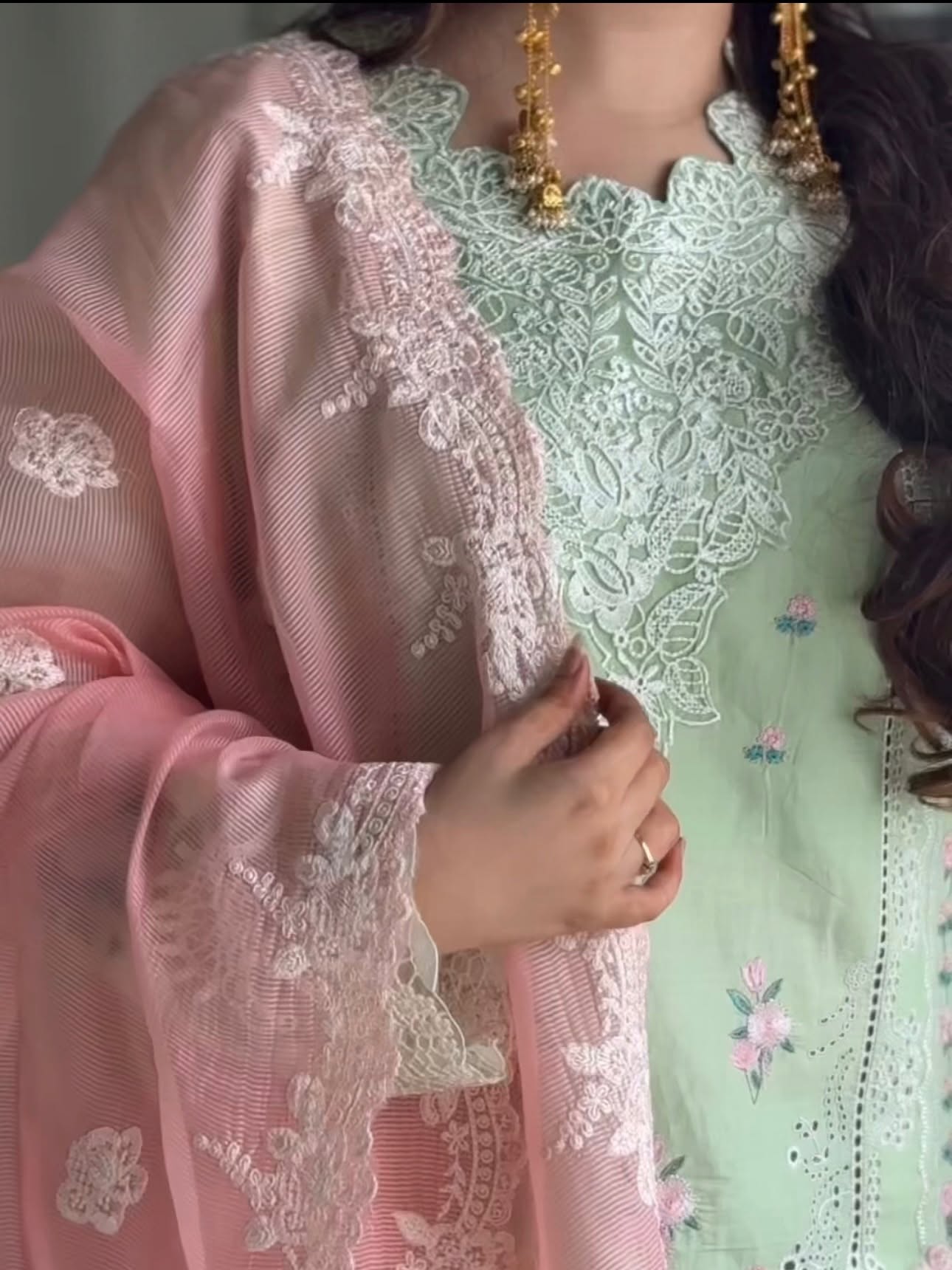 লাক্সারি প্যাস্টেল রোজ চার্ম – মাশলিন সফট কটন থ্রিপিস - Image 5