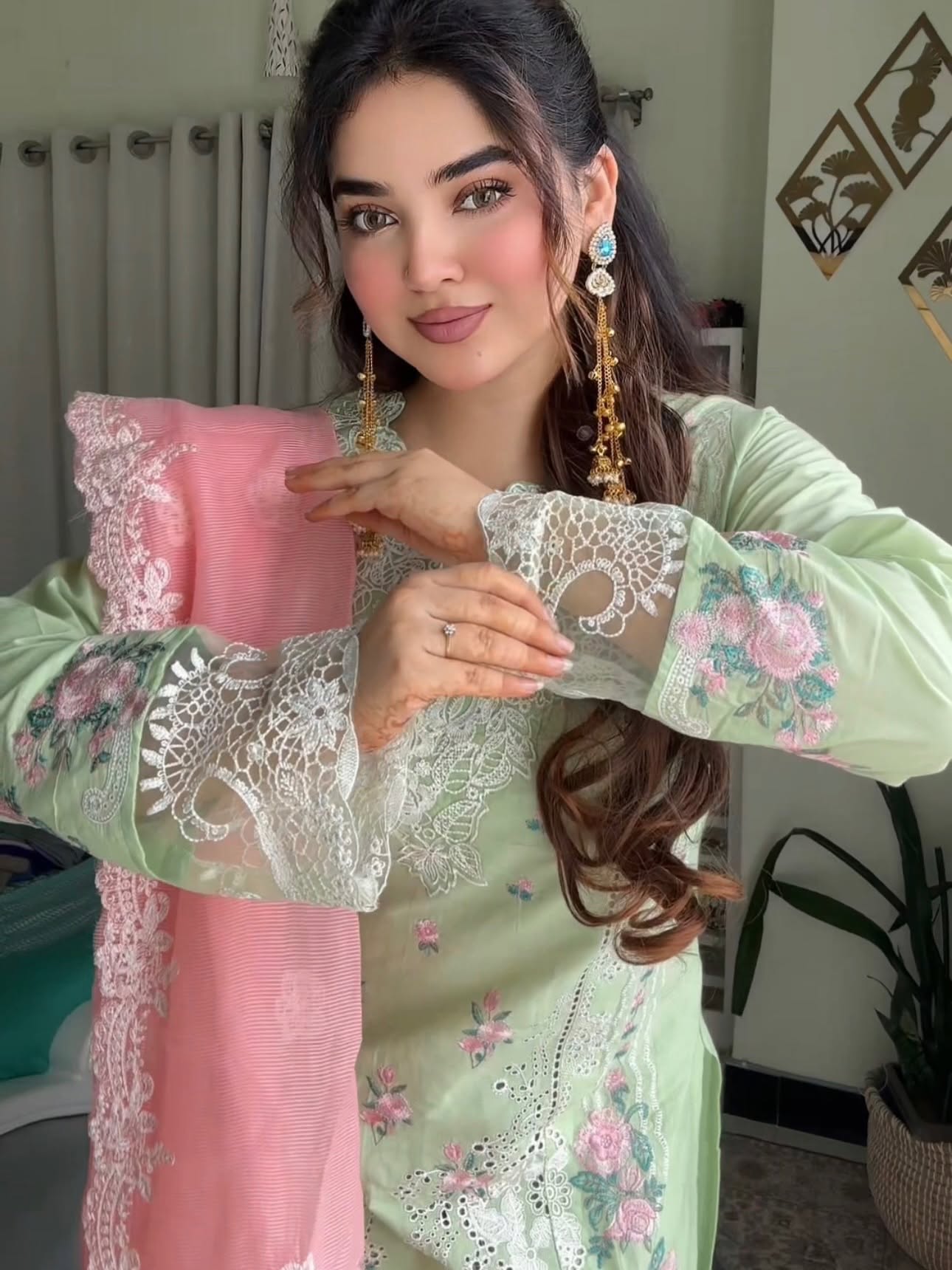 লাক্সারি প্যাস্টেল রোজ চার্ম – মাশলিন সফট কটন থ্রিপিস - Image 4